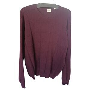 VTG Men's Arrow Burgundy Windowpane Grid Knit Sweater Size Medium Oversized 90s